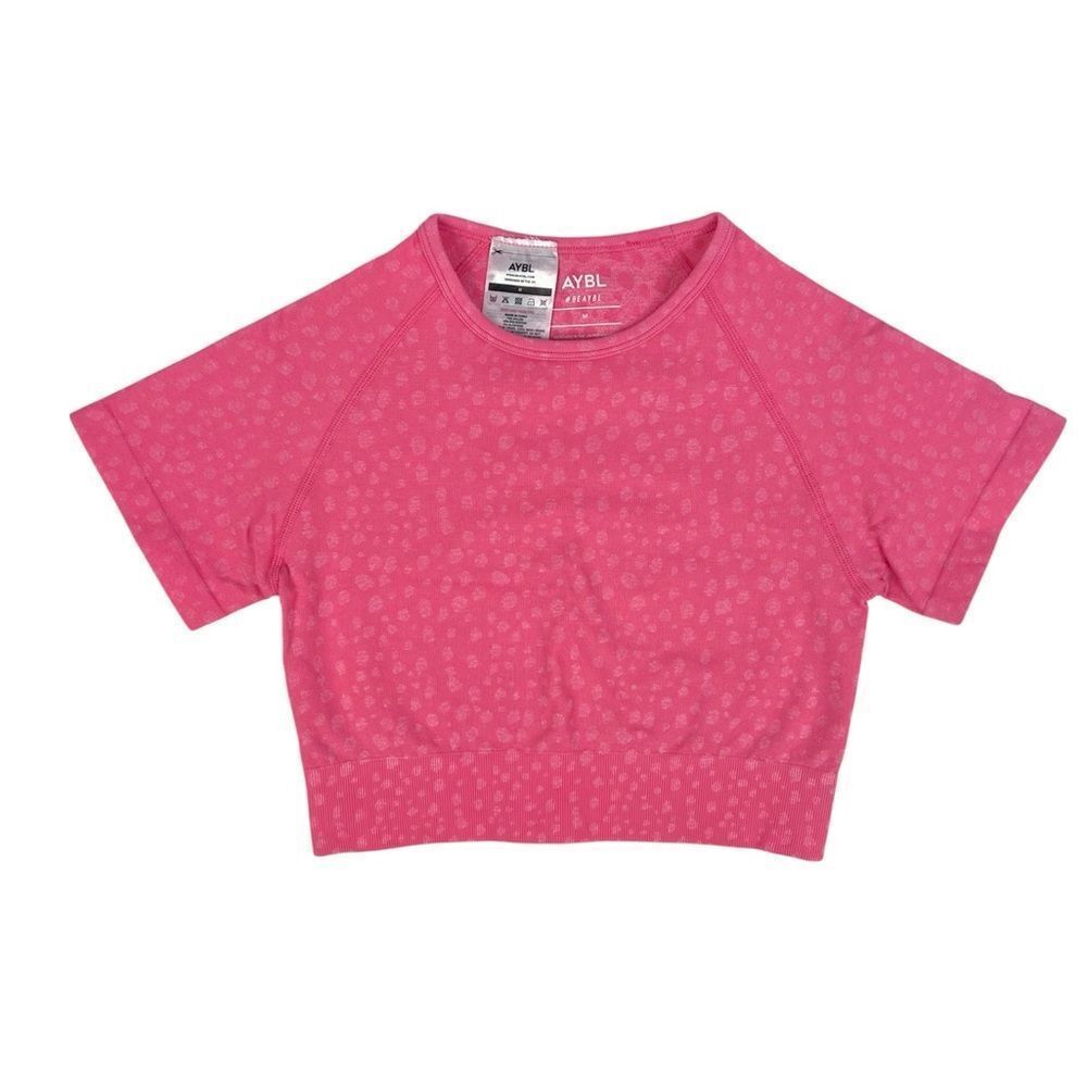 AYBL Evolve Speckle Seamless Short Sleeve Crop Top Raspberry Pink Size Medium